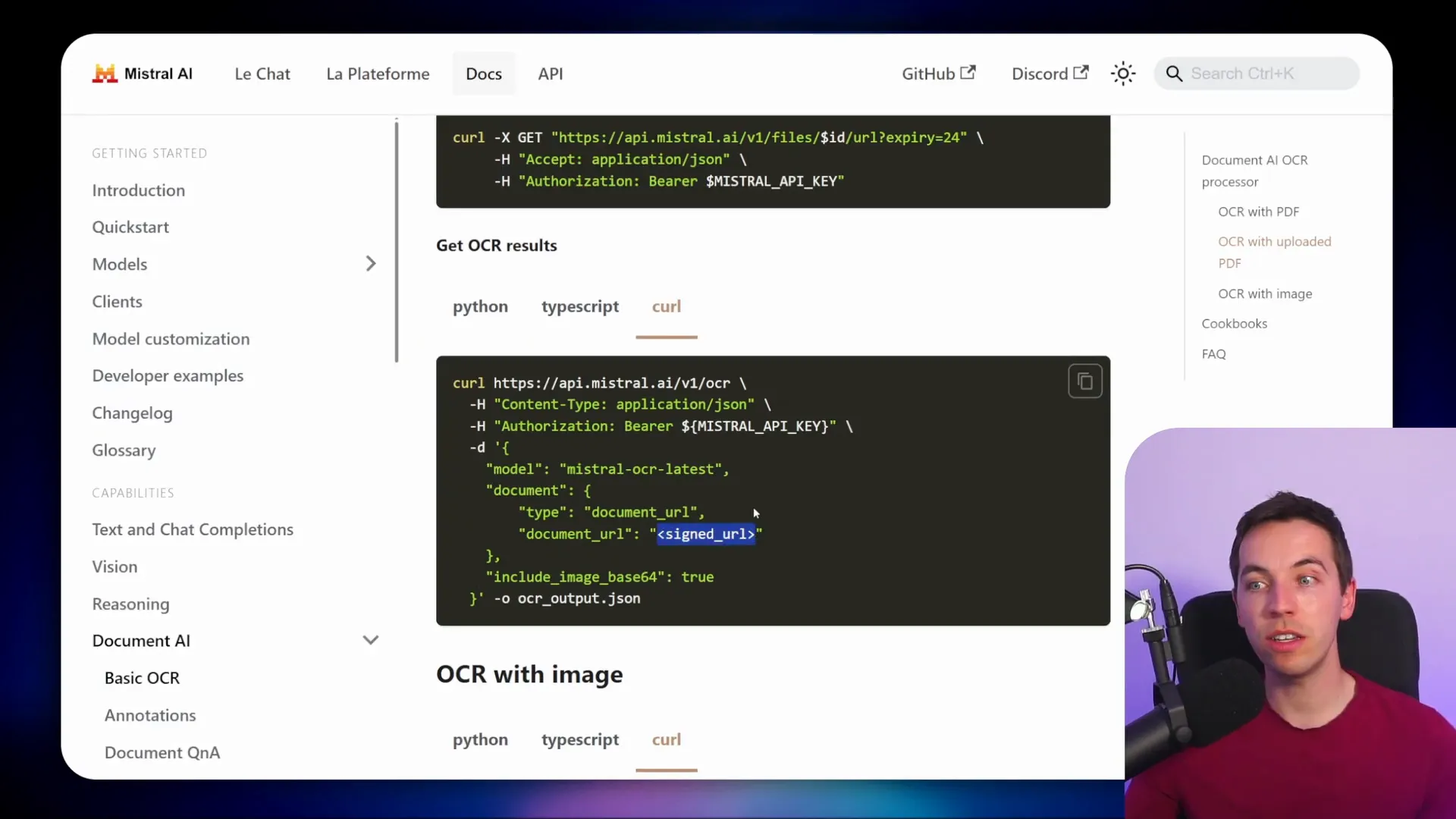 OCR results showing pages with markdown and base64 images