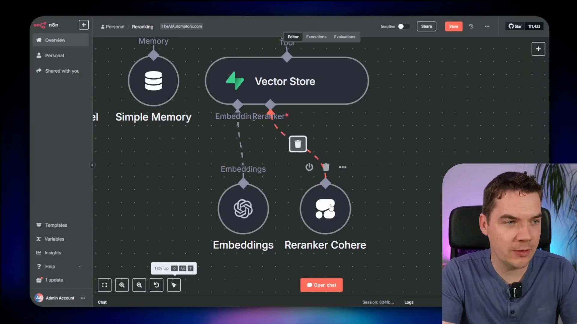 n8n vector store node with re rank results toggle enabled