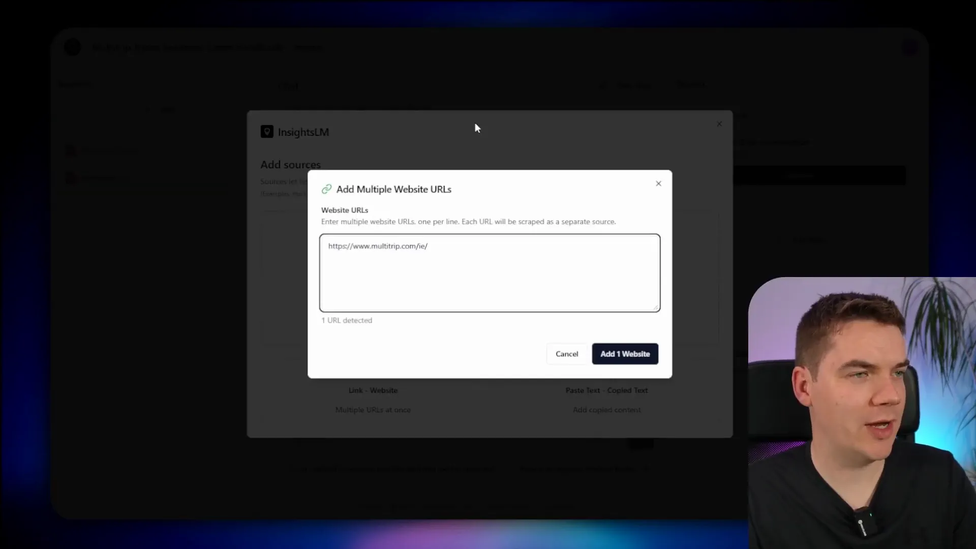 Adding web URLs as sources in InsightsLM