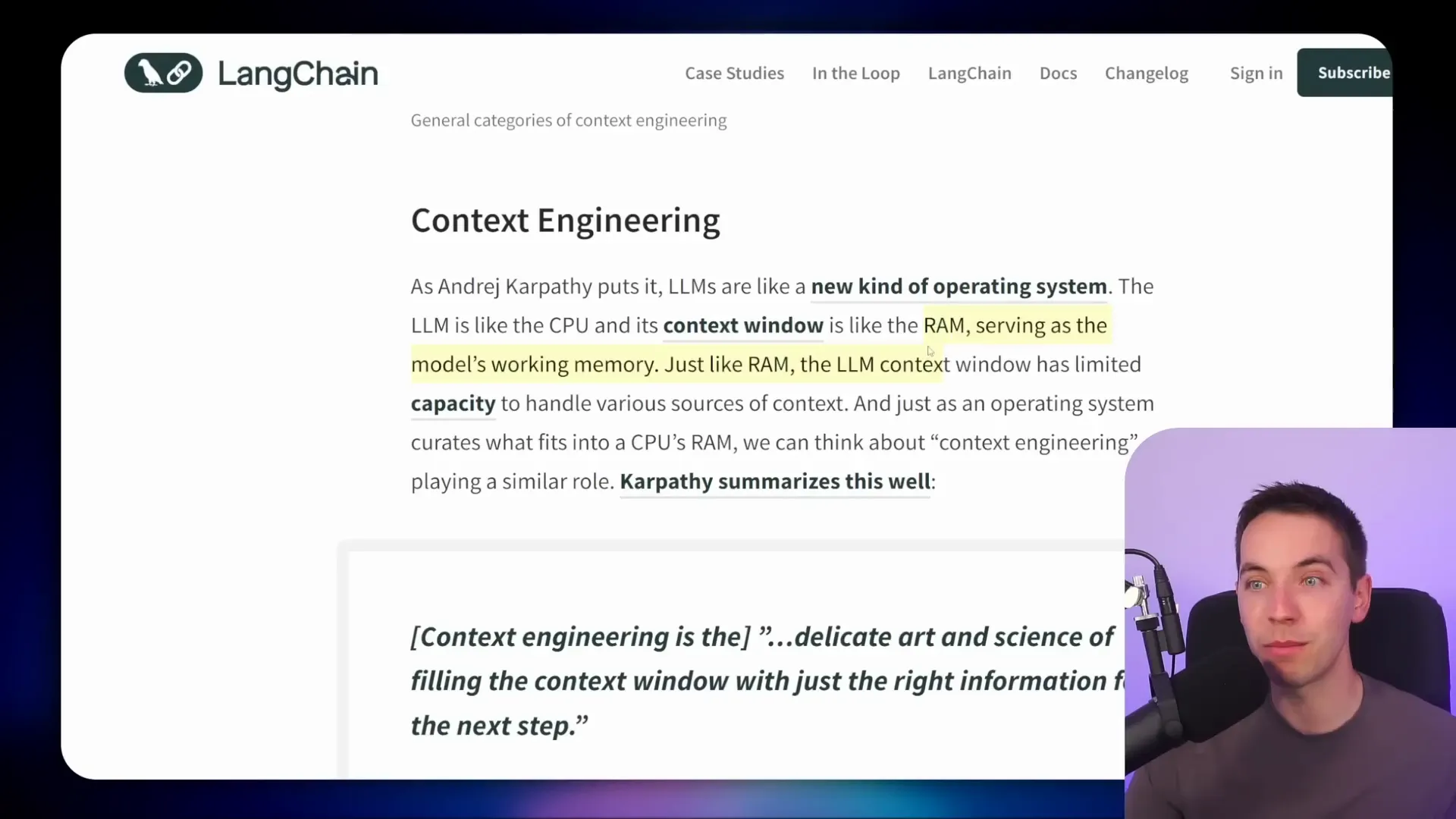 Illustration of context window as RAM for AI models