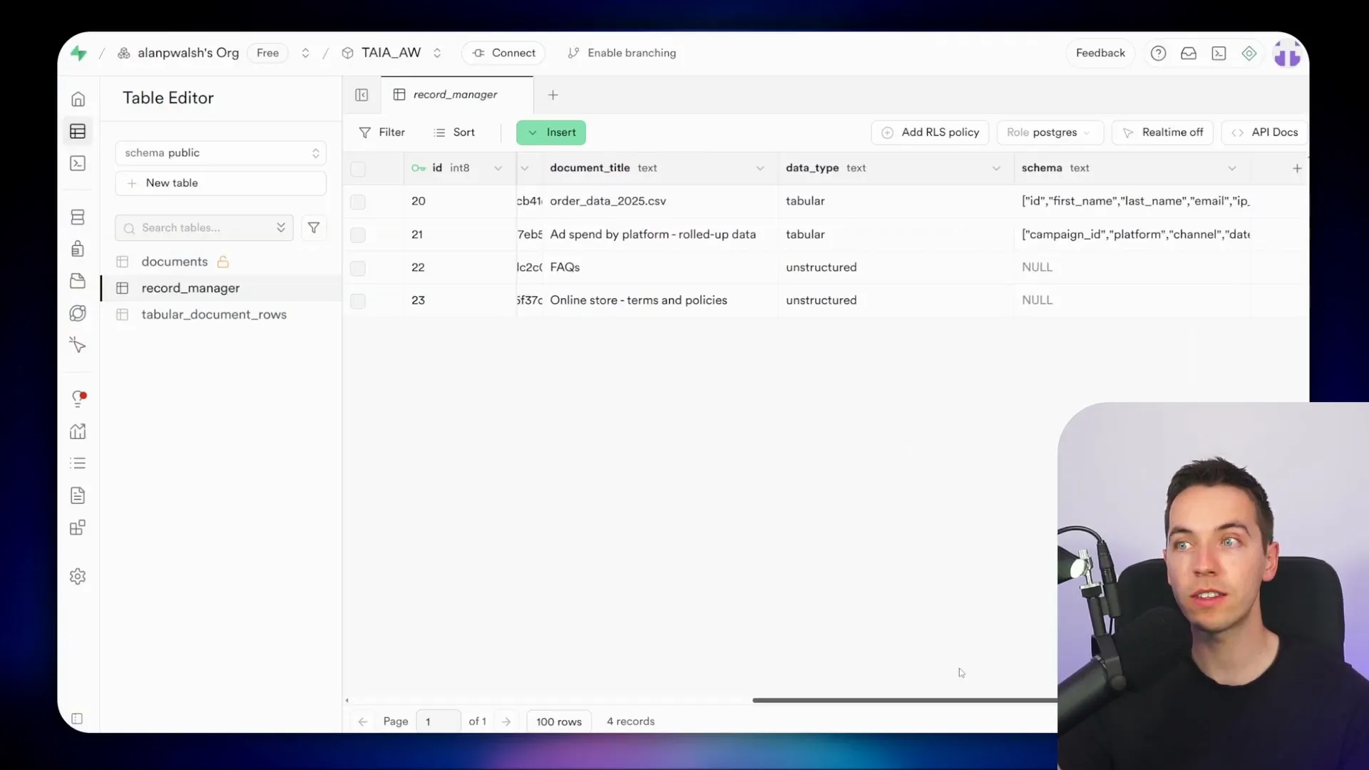 Demo showing AI agent querying spreadsheet data for orders by country
