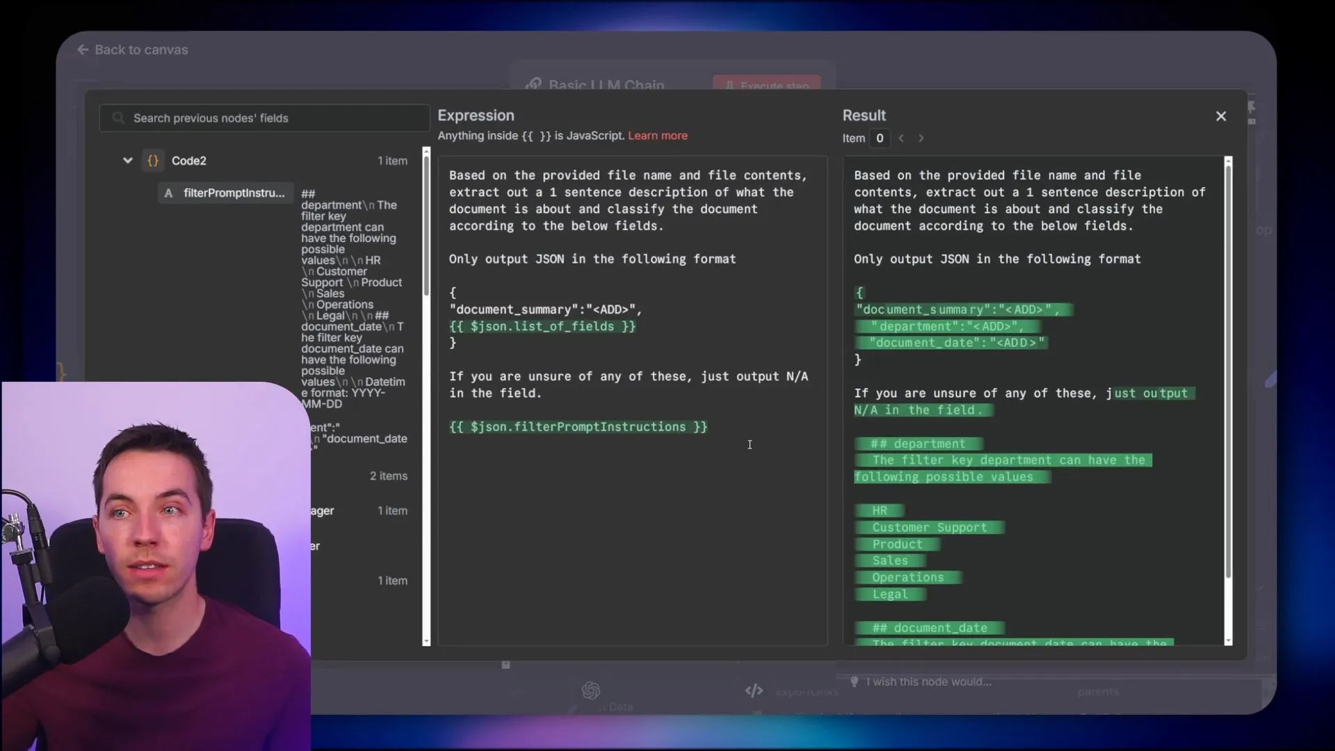 Metadata extraction via LLM chain