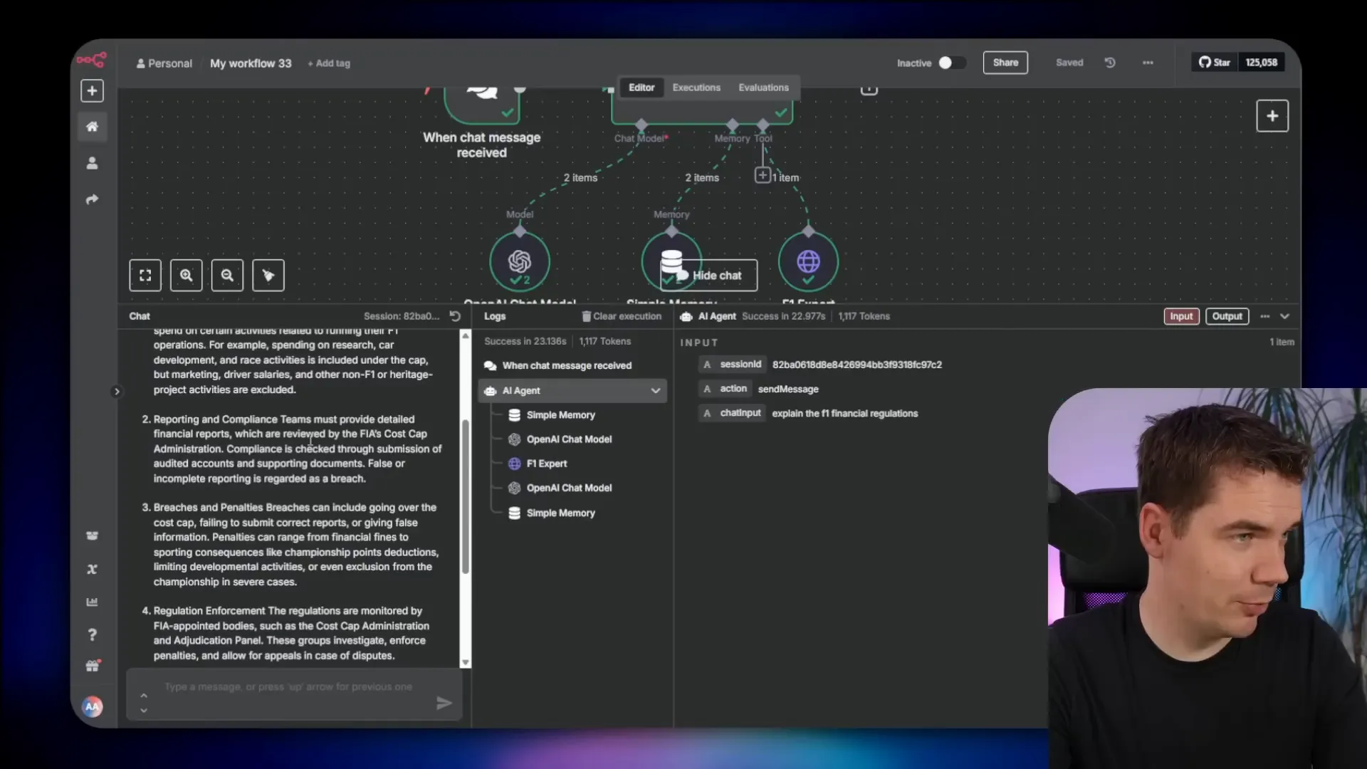 n8n AI agent response using LightRAG knowledge graph data