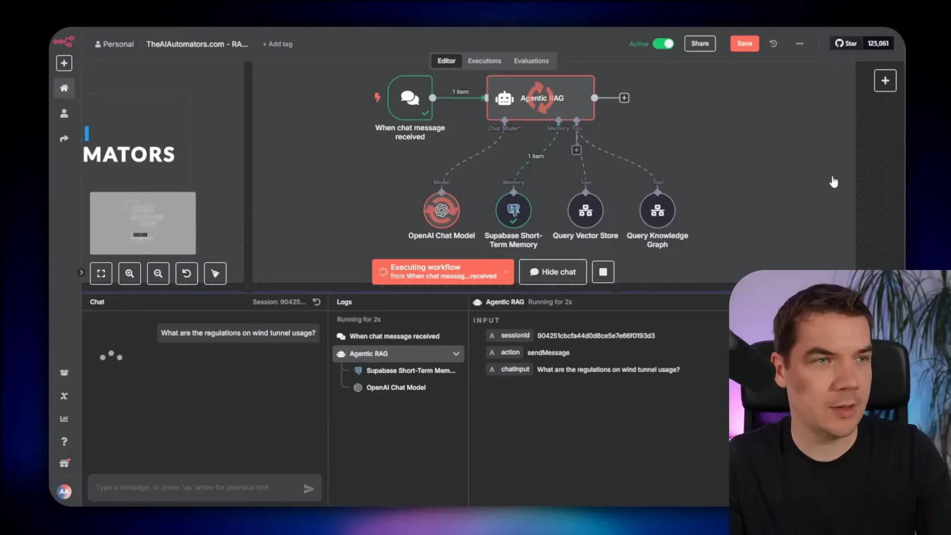n8n AI agent querying both vector store and knowledge graph