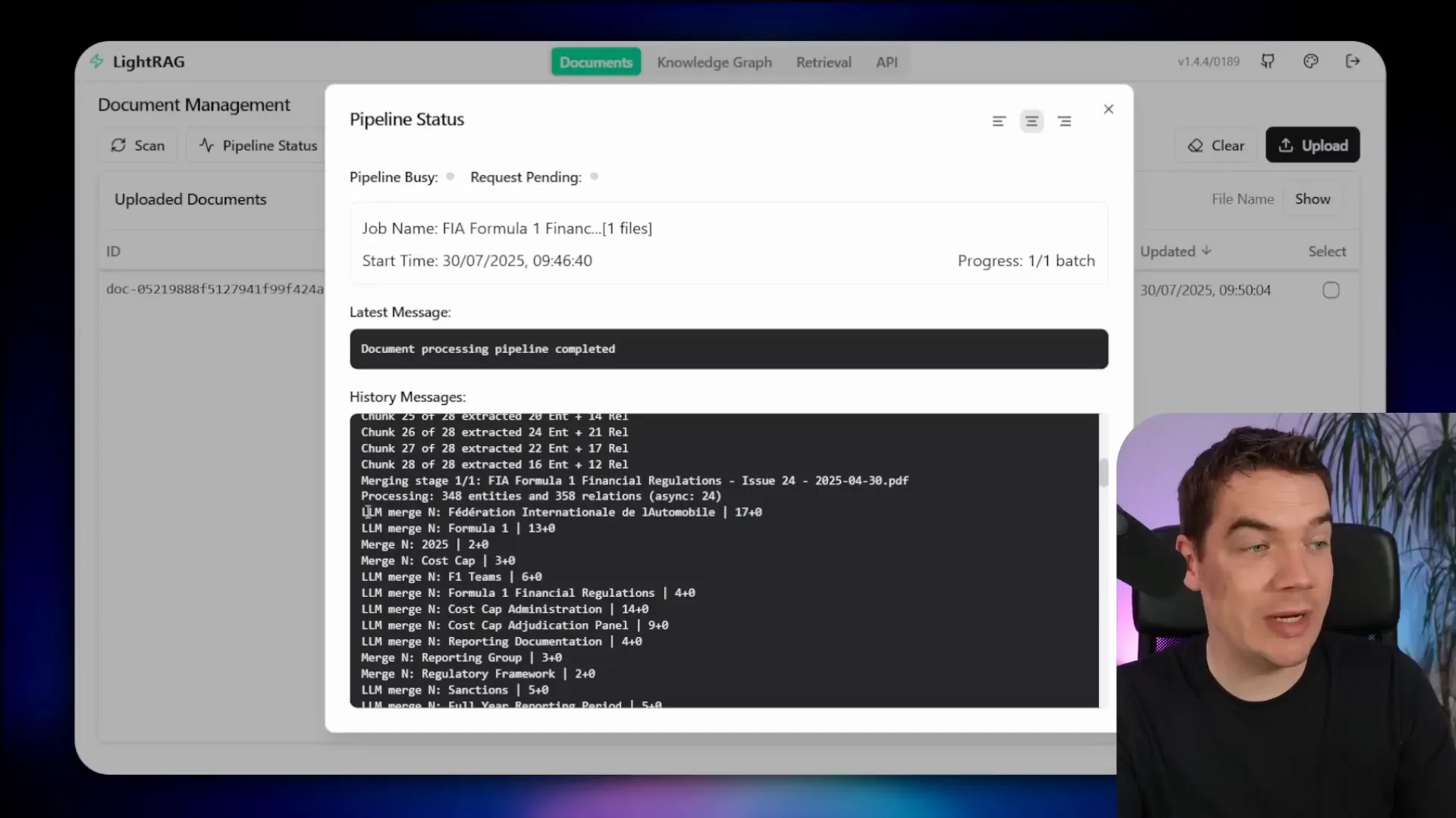 Entity description consolidation process in LightRAG