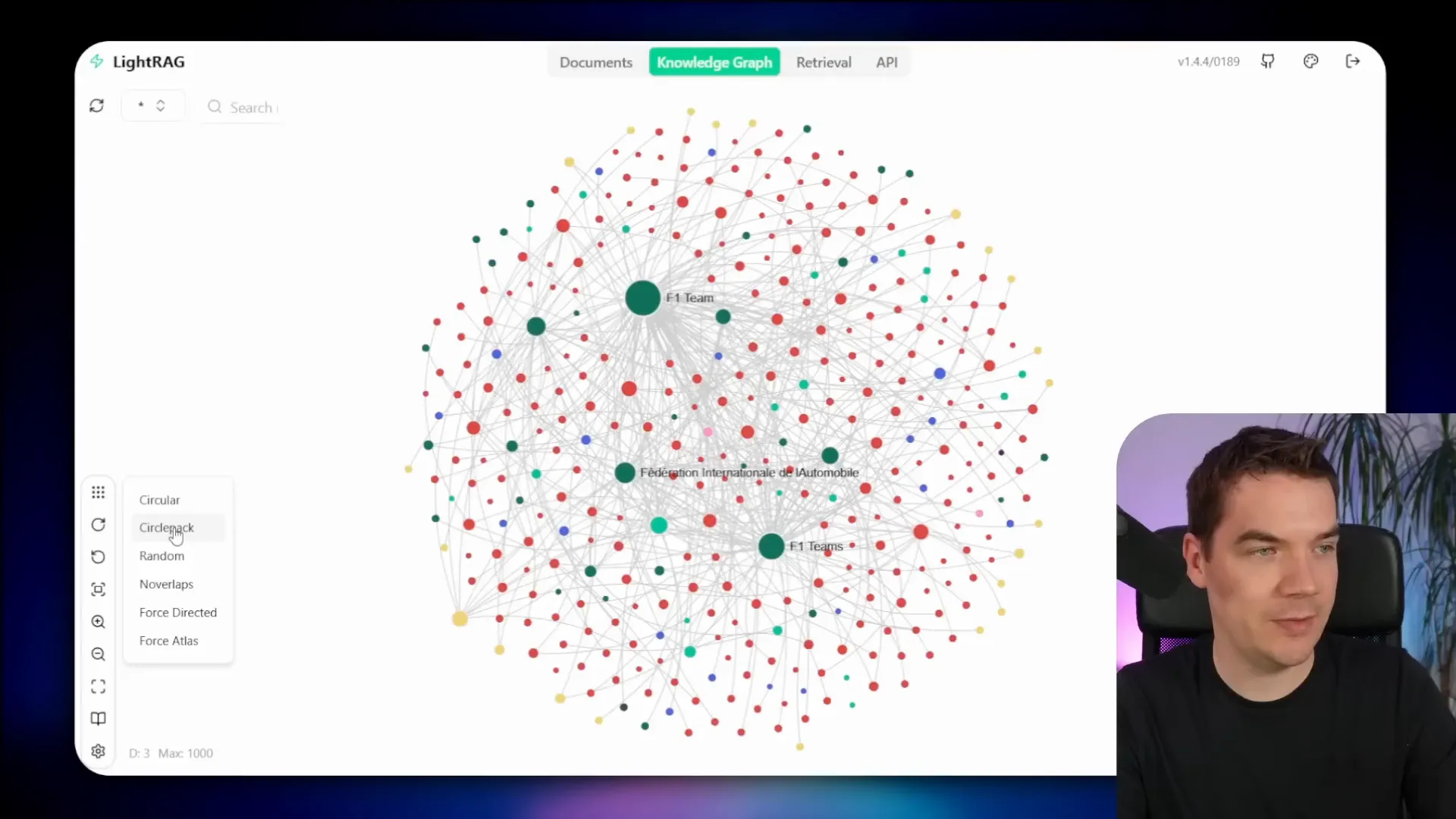 LightRAG knowledge graph visualization interface