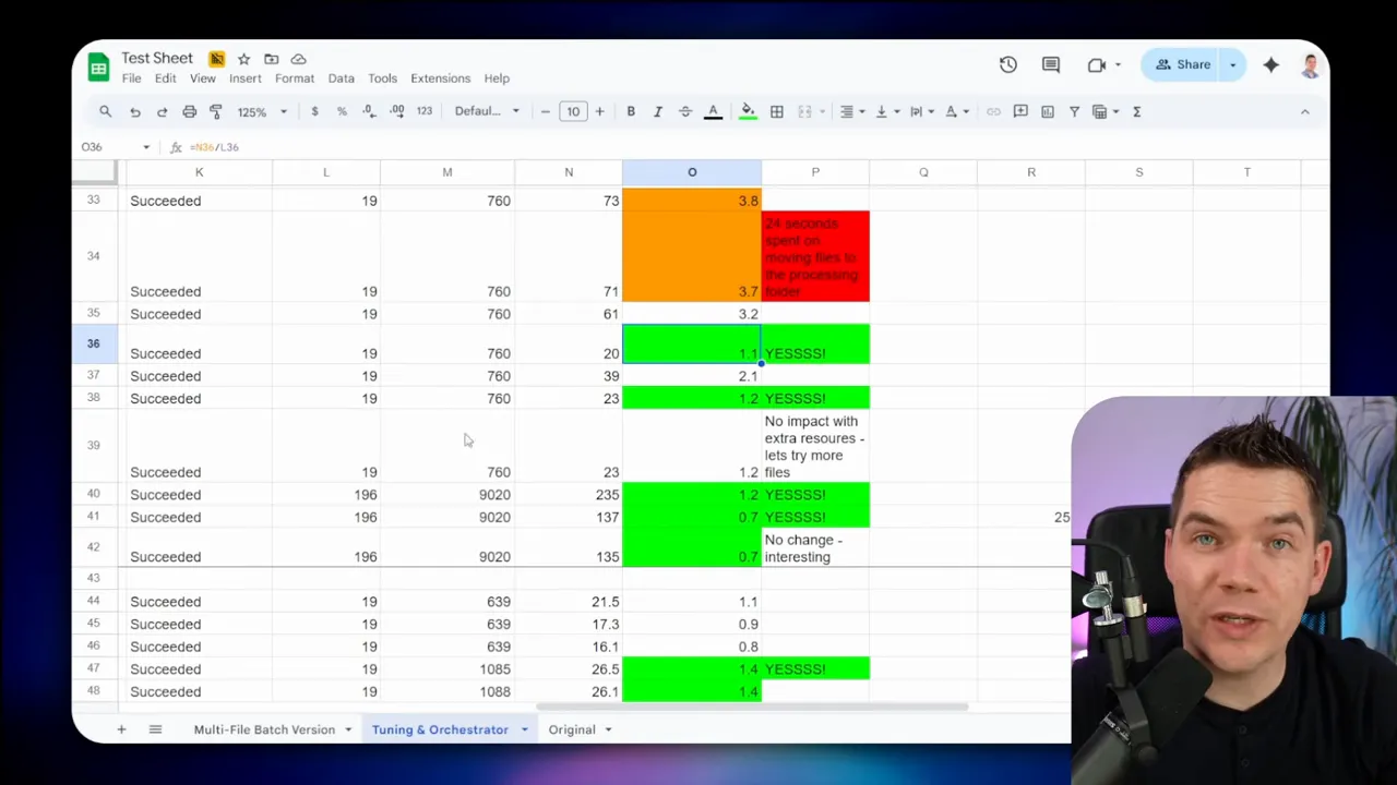 Test run showing 1.1 seconds per file after removing sequential file moving