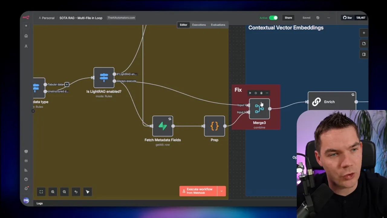 Multiple merge nodes used to handle batch item processing