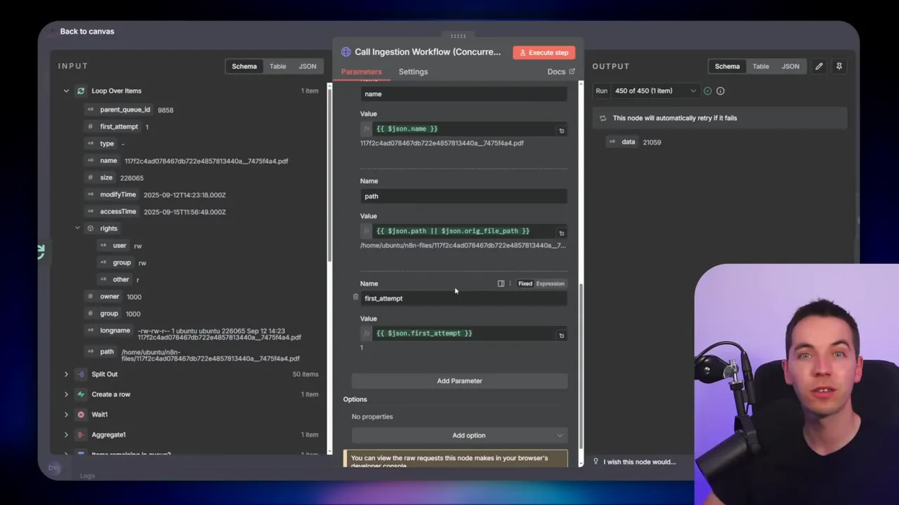 Orchestrator webhook body parameters passed into ingestion workflow