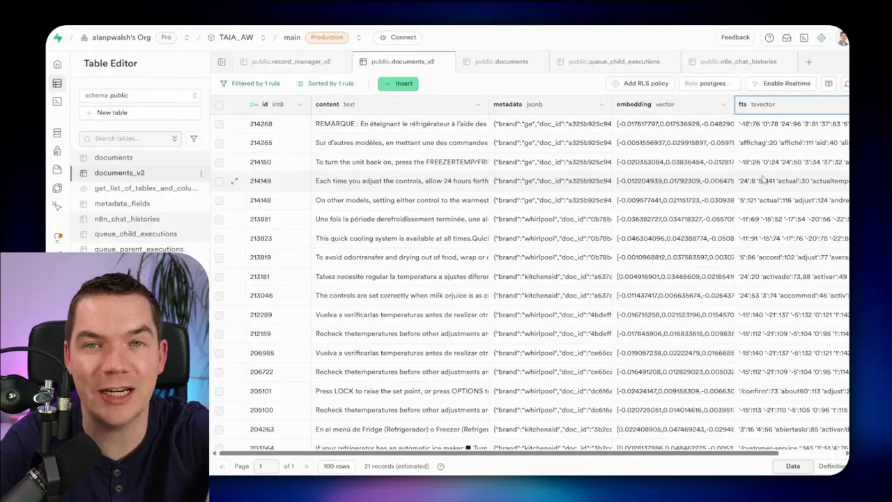 Example search result with chunk metadata including document ID, page number, and snippet
