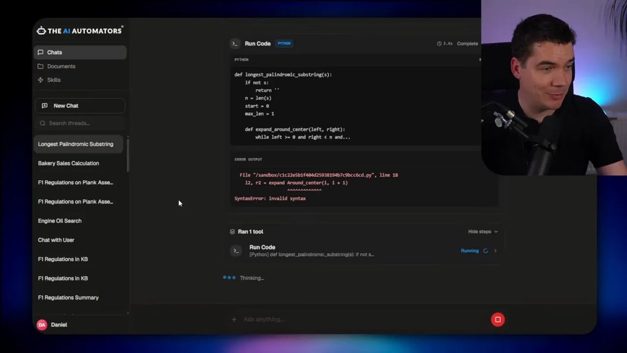 Local AI agent platform showing a task result page with generated output sections and written summary