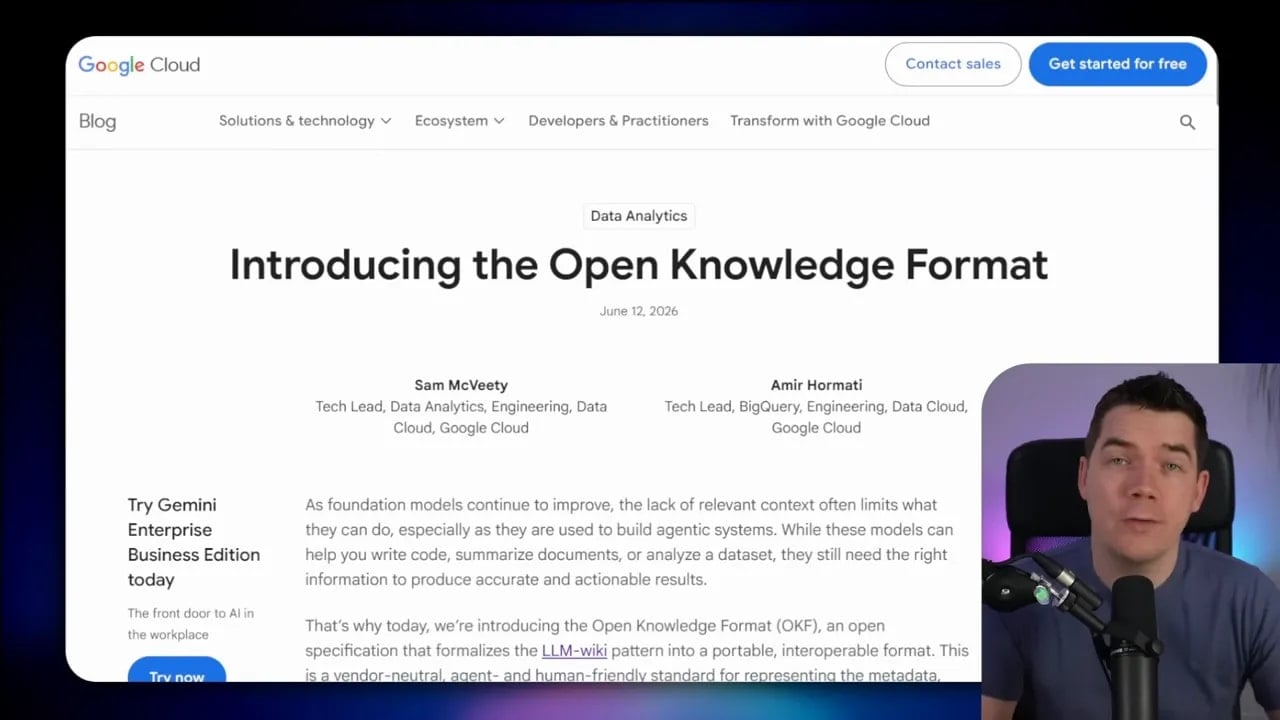 Google Cloud blog page titled Introducing the Open Knowledge Format