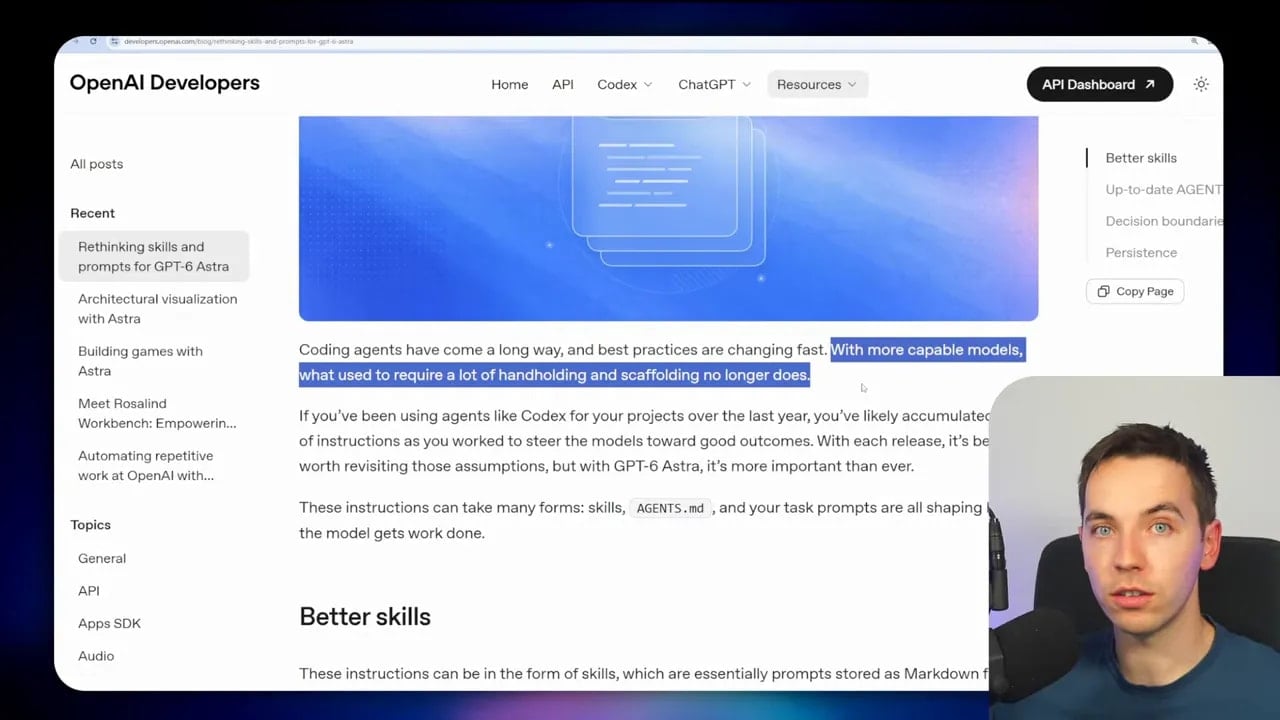 OpenAI Developers article showing the Better skills section
