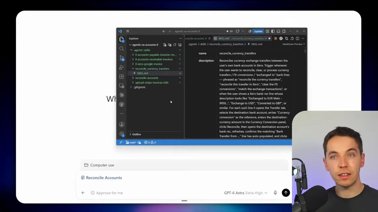 Code editor window showing a reusable skill file with detailed instructions