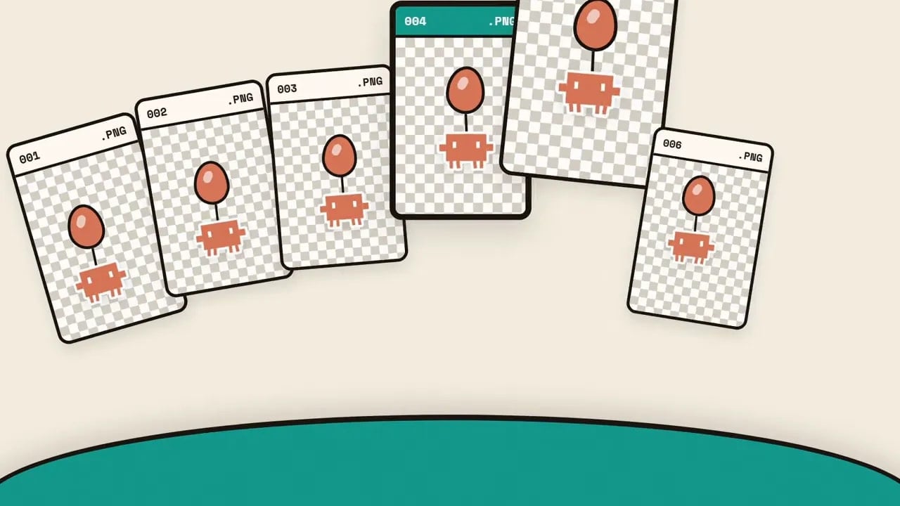 Illustration of multiple numbered transparent PNG image frames forming a sequence